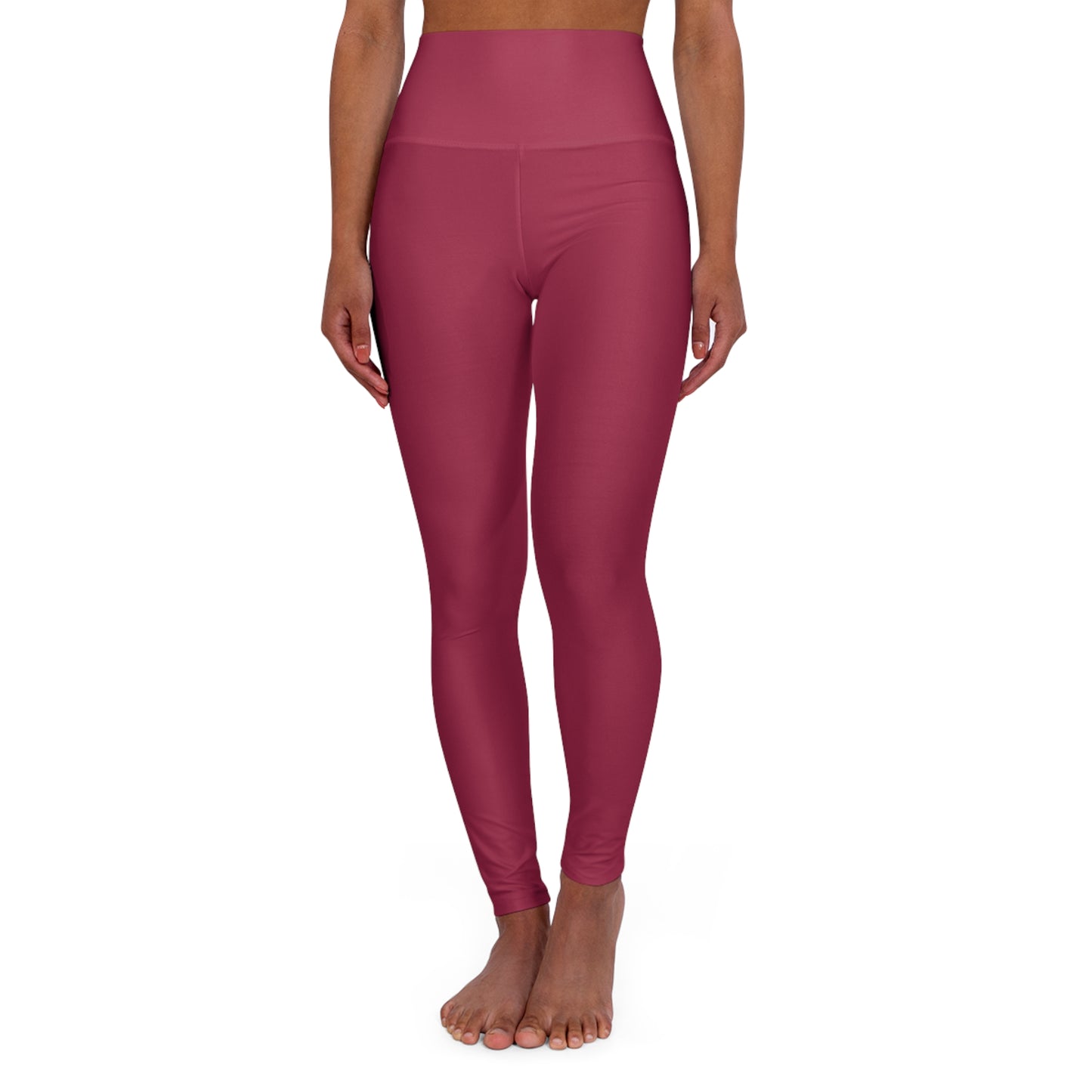 Cherry Rose Color High-Waisted Yoga Leggings, Rose Seamless Poly-Span Activewear