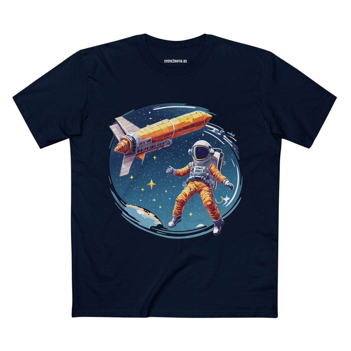 Cosmos Astronaut Shirt Unisex Premium Cotton Tee With Original Art Print By Retro2Nova