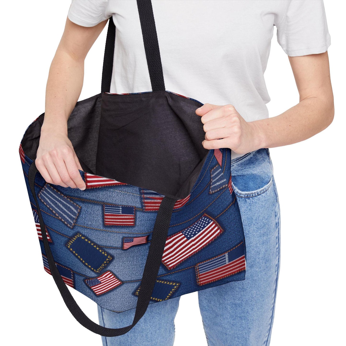 4th of July Denim Color Imitation Print Unisex  Yoga Bag  Spun Poly 24x13 Canvas Bag 63