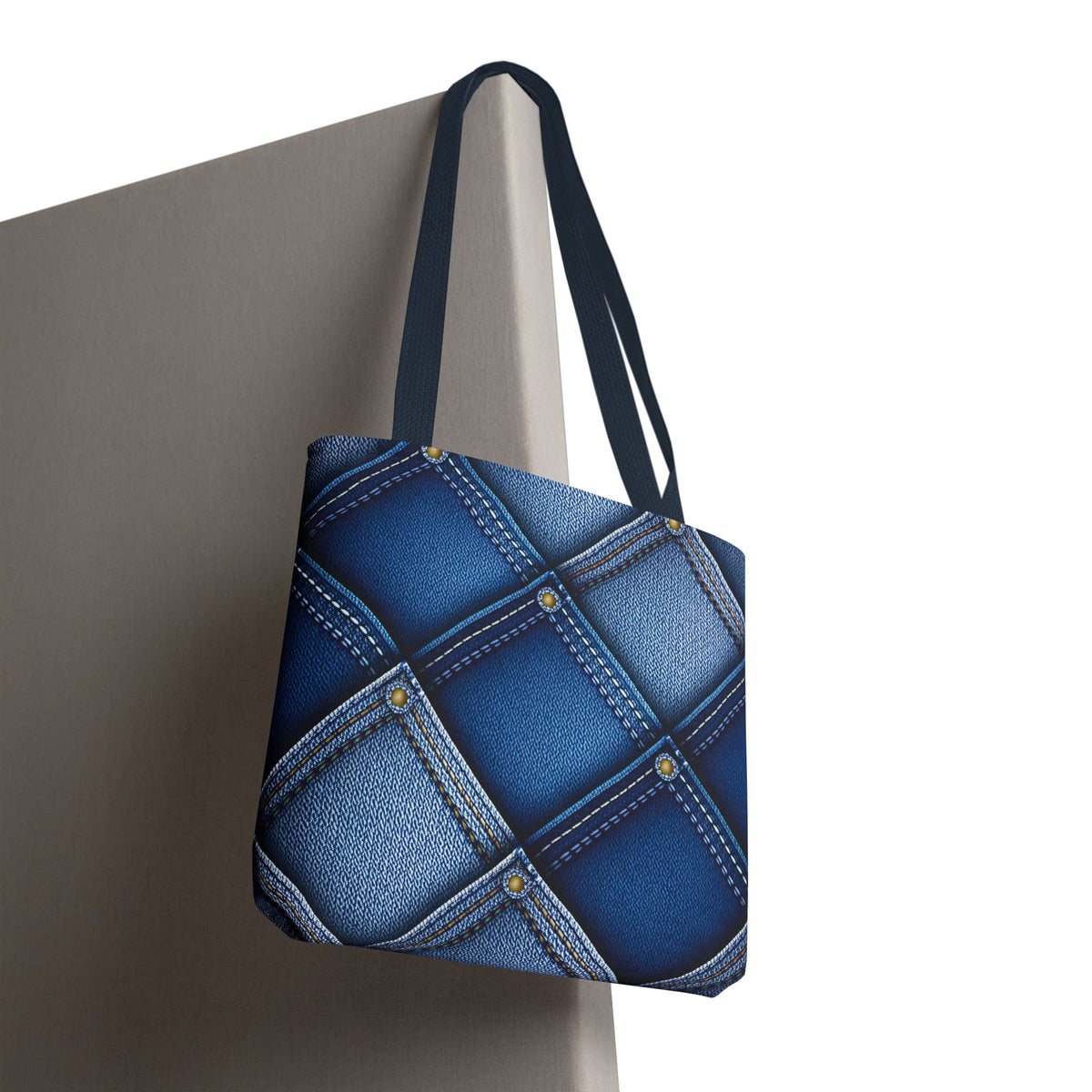 Denim Fabric Imitation Print Unisex Canvas Bag Poly Spun 3 Sizes Tote Bag 116