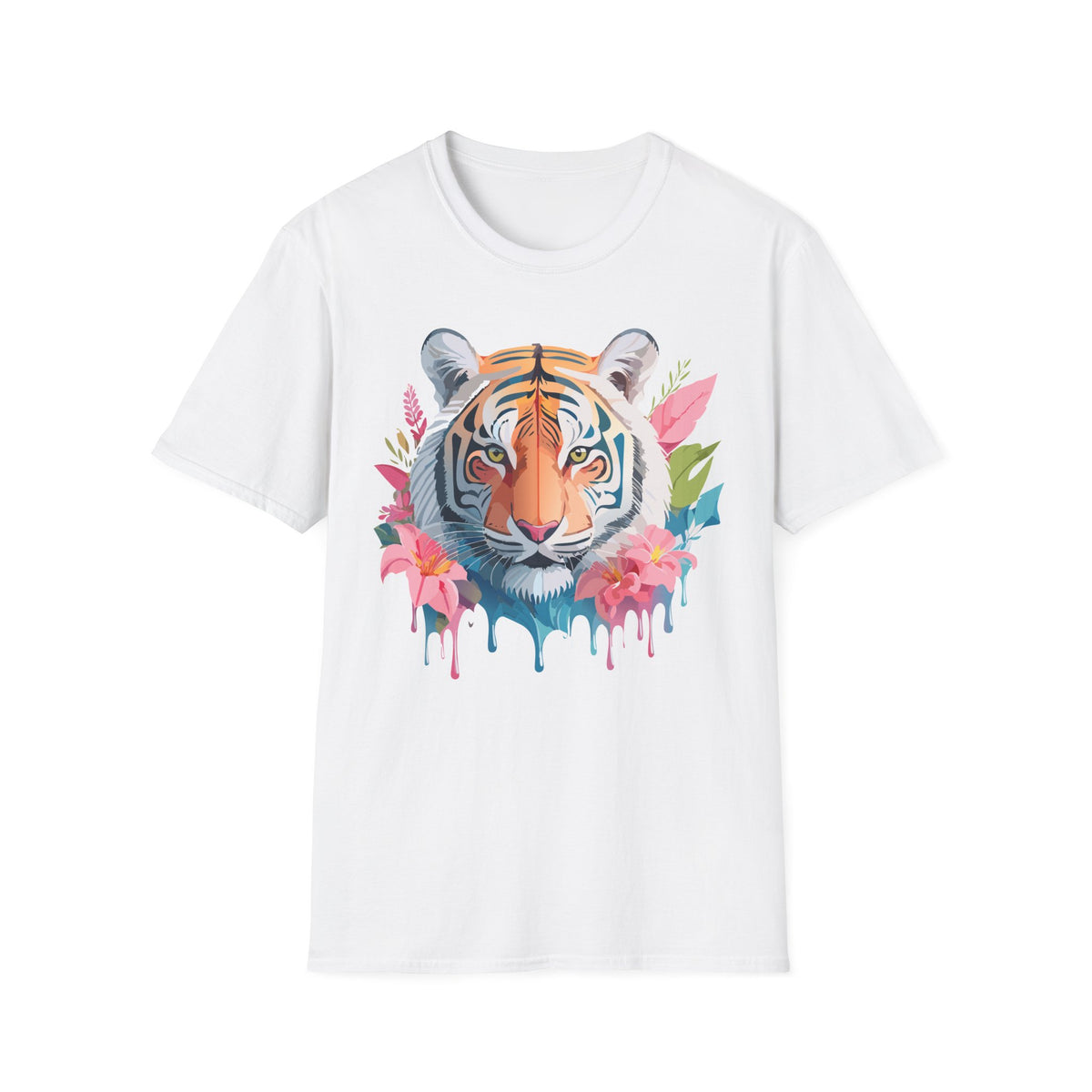 Watercolor Tiger Face T-Shirt | Floral Jungle Animal Tee