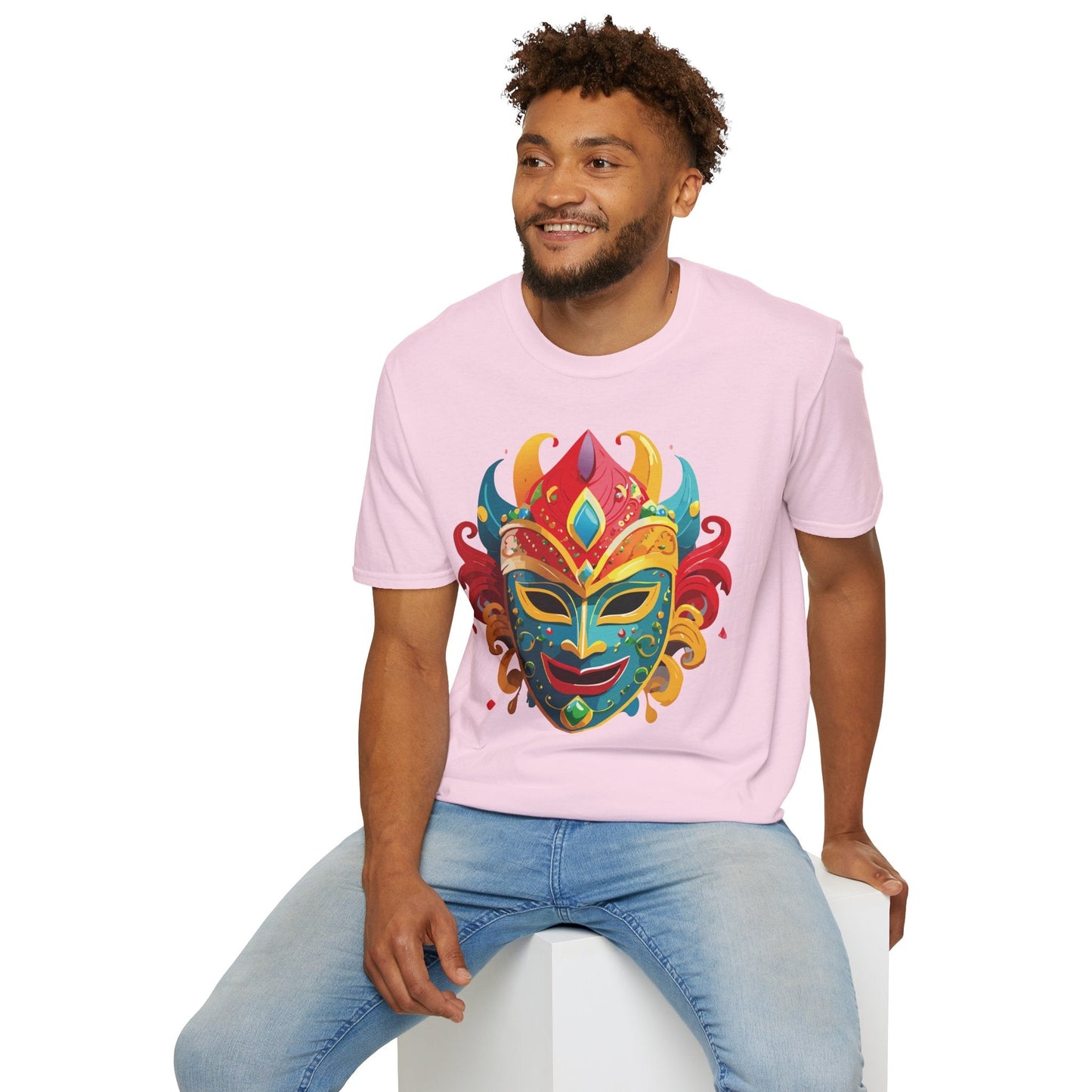 Unisex Mask Tee Shirt Gildan Softstyle 64000 Ring Spun Cotton Breathable Masquerade Design