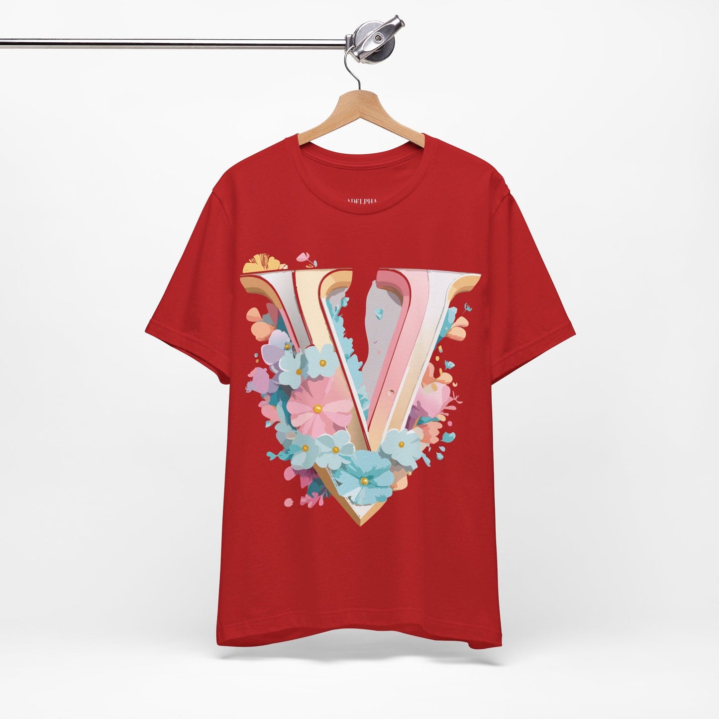 Letter V Graphic Tee Unisex Jersey Short Sleeve Vintage Inspired Art Design