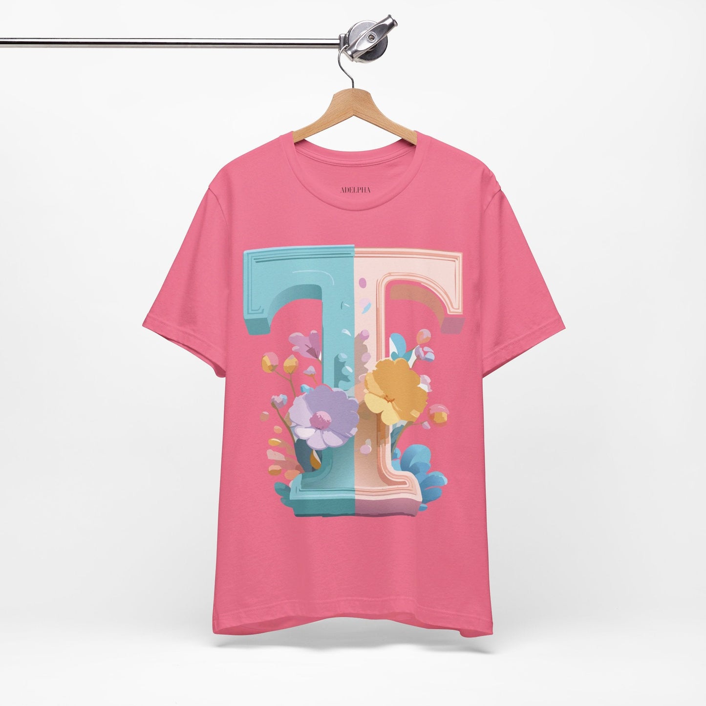 Unisex Short Sleeve Letter T Graphic Featuring Vintage Inspired Artwork