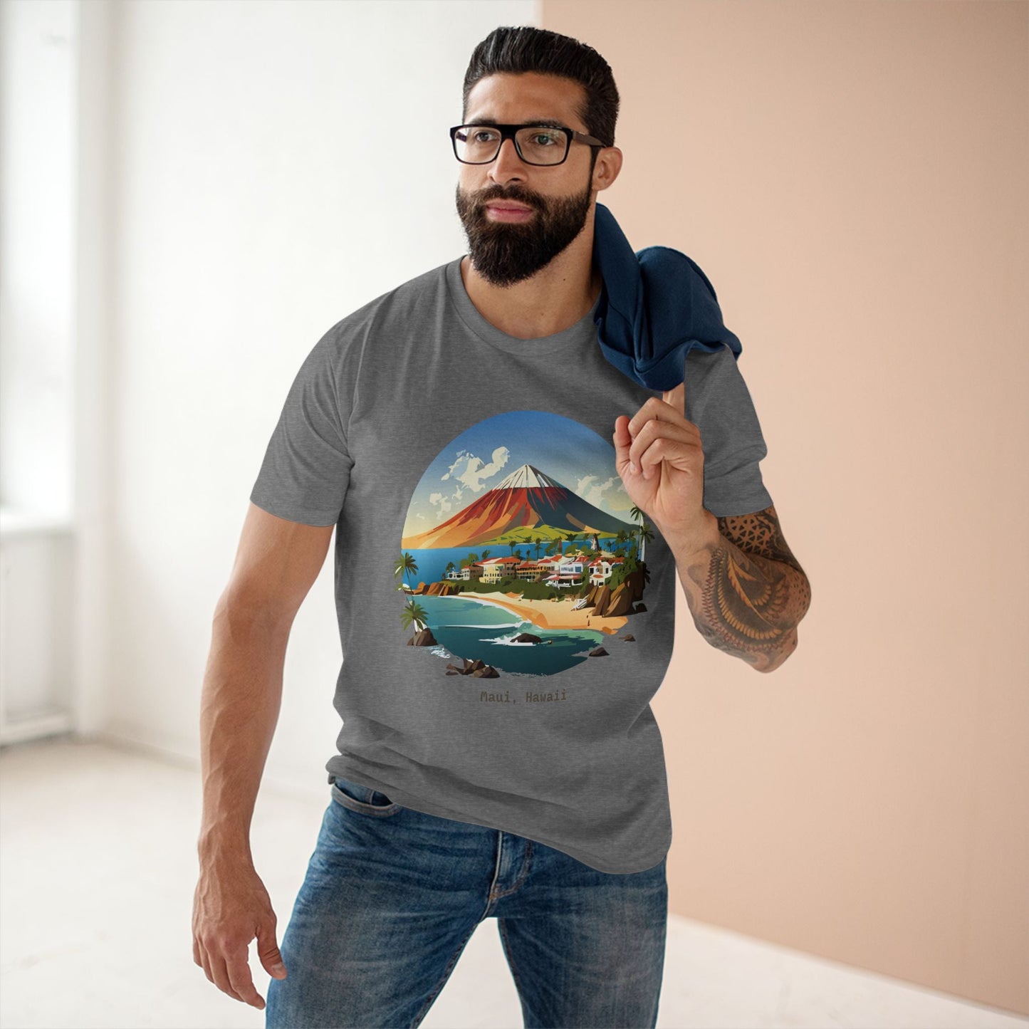 Unisex Travel Shirt Hawaii Style Original Art Design Tee TT-37 Premium Cotton Breathable Comfort