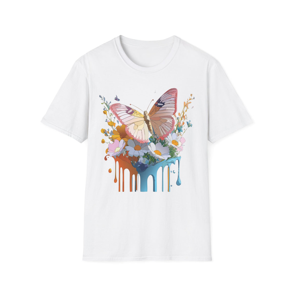 Butterfly Floral Drip Graphic Tee Unisex 100 Cotton Gildan T-Shirt