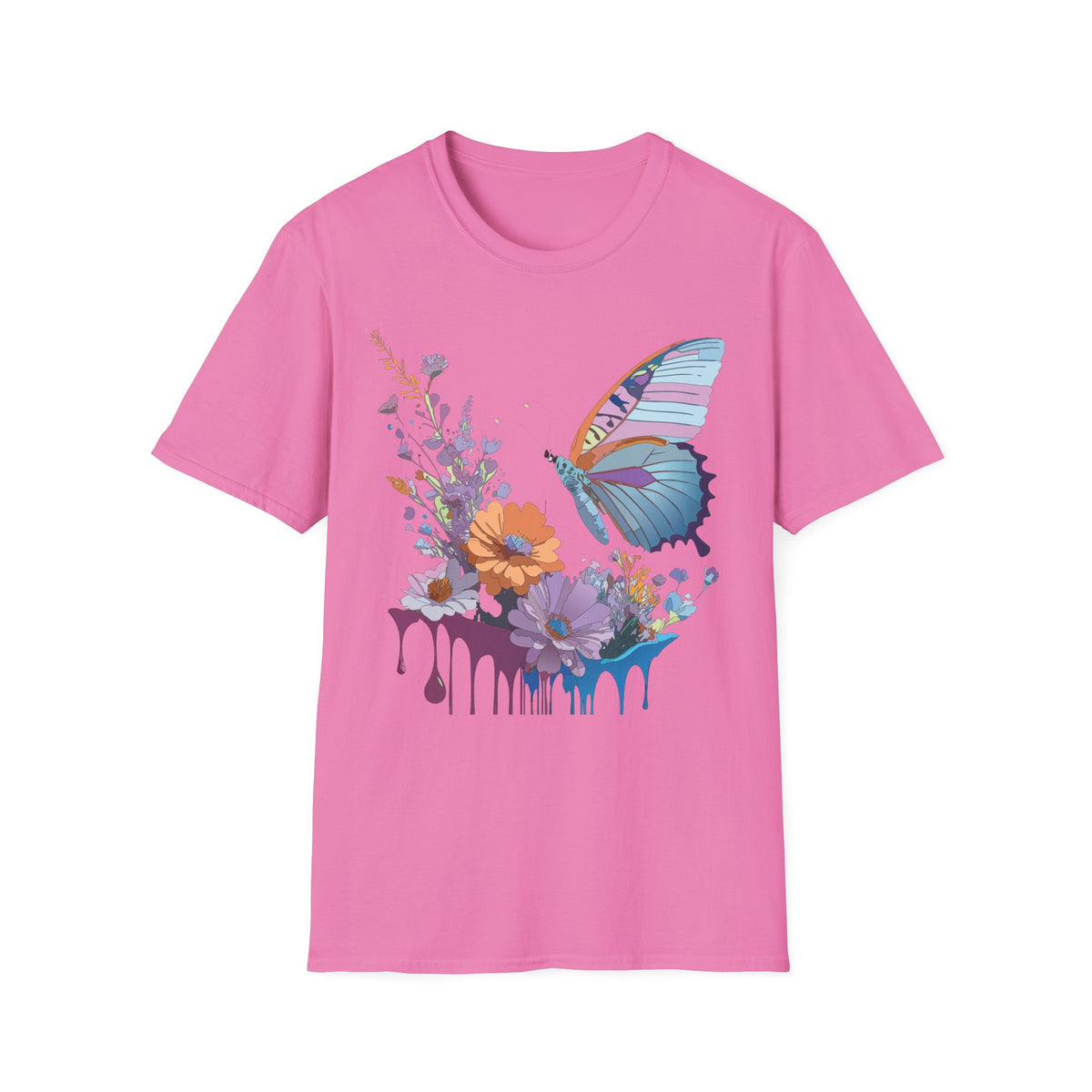Butterfly Floral Graphic Design Unisex 100 Cotton Gildan T-Shirt