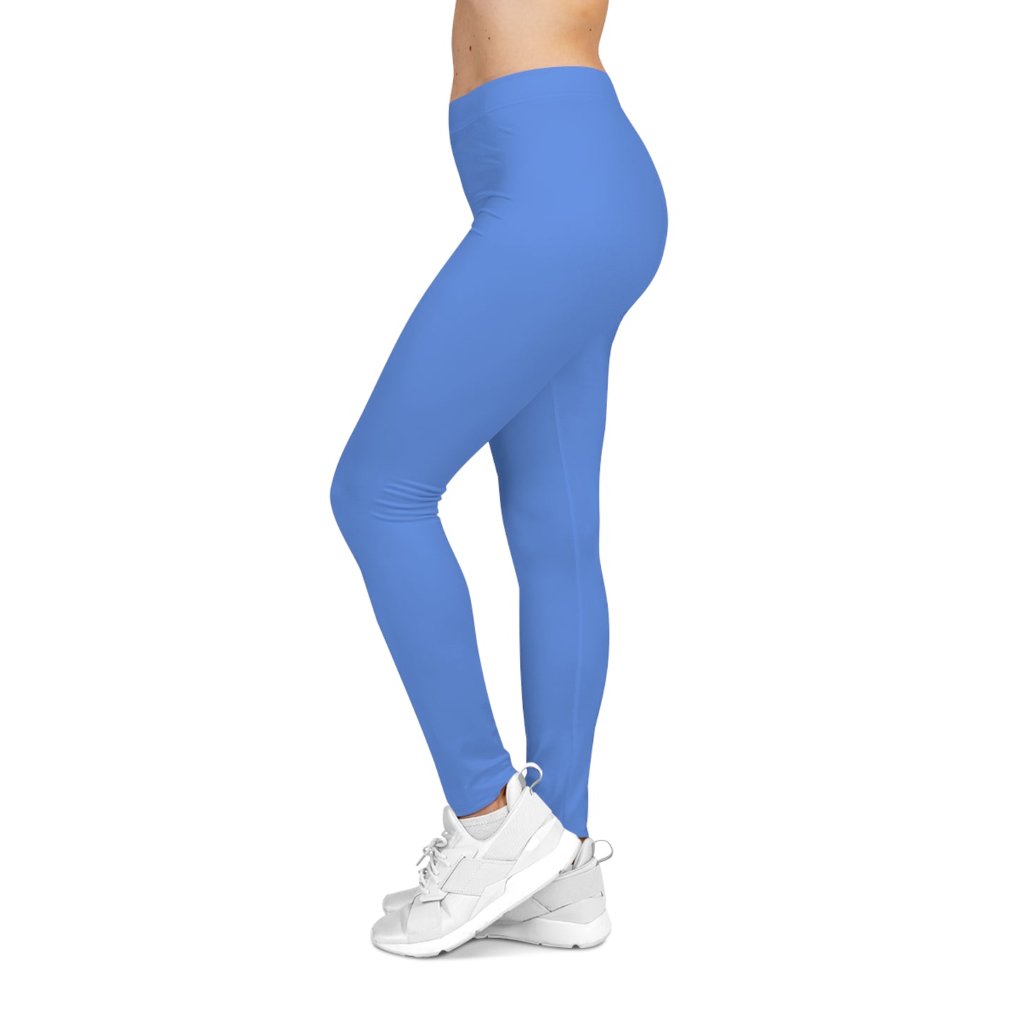 Cornflower Blue Color Women's Poly-Span Casual Leggings XS-2XL
