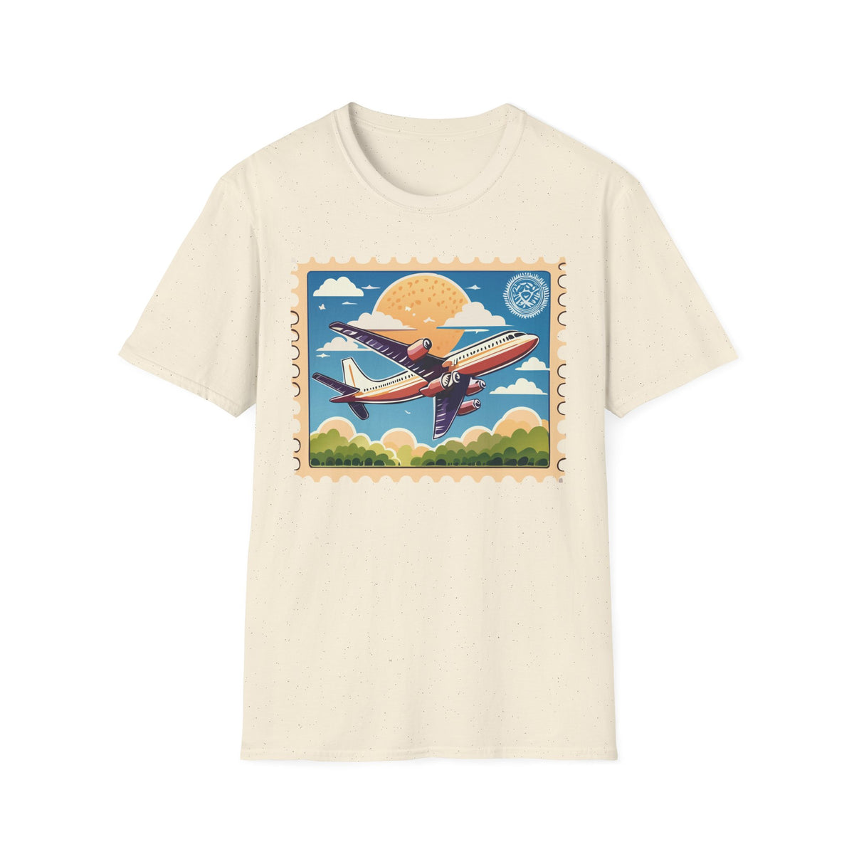 Vintage Airplane Stamp design T-Shirt | Retro Travel Aviation Tee