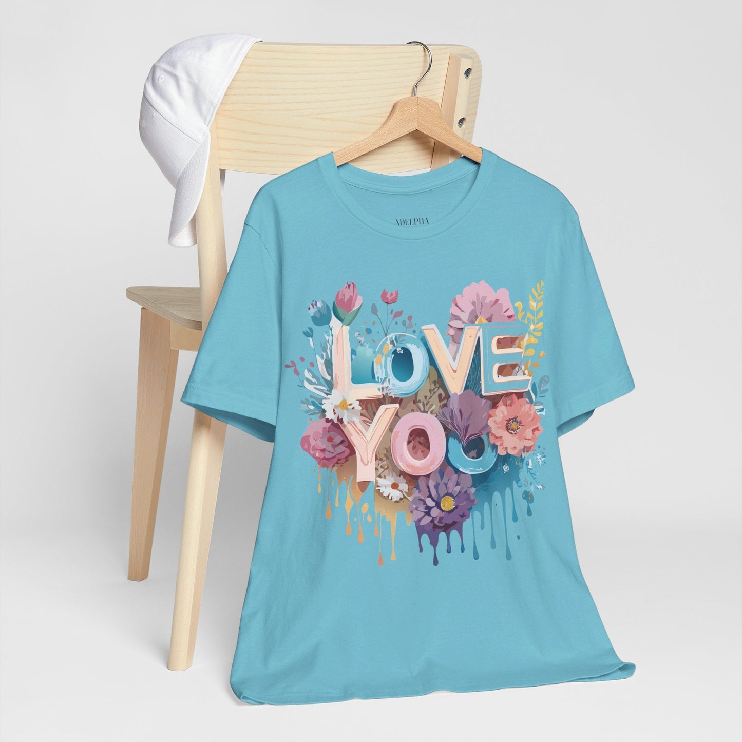 Valentine Day Graphic Unisex 100 Cotton Vintage Artwork with Love and Flower Design Tee 37