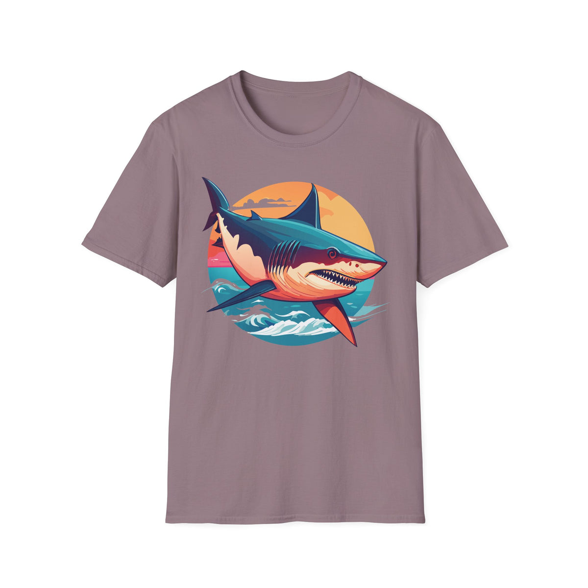 Retro Shark Sunset T-Shirt | Ocean Waves | Coastal Beach Tee
