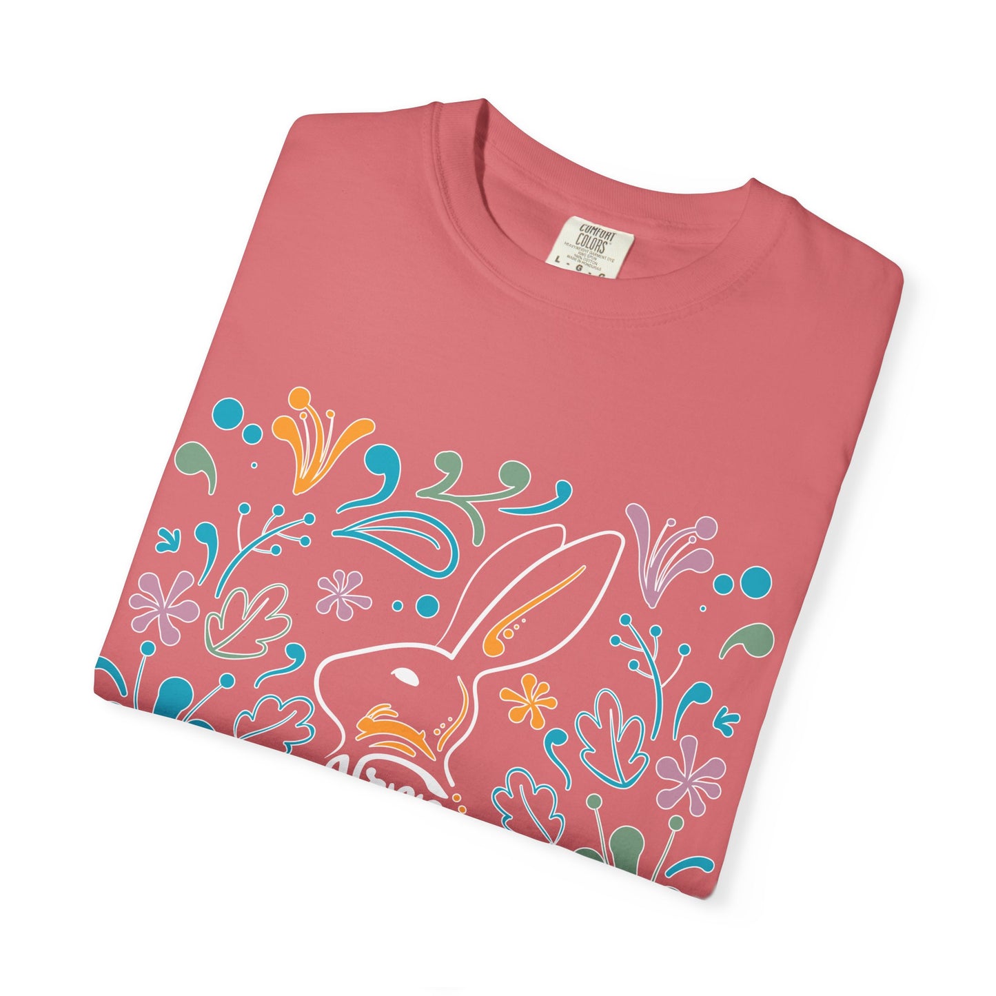 Easter Bunny Floral T-Shirt, Tee Shirt with Easter Signature, T Shirt with Easter Prints, Tee Shirt with Easter Design
