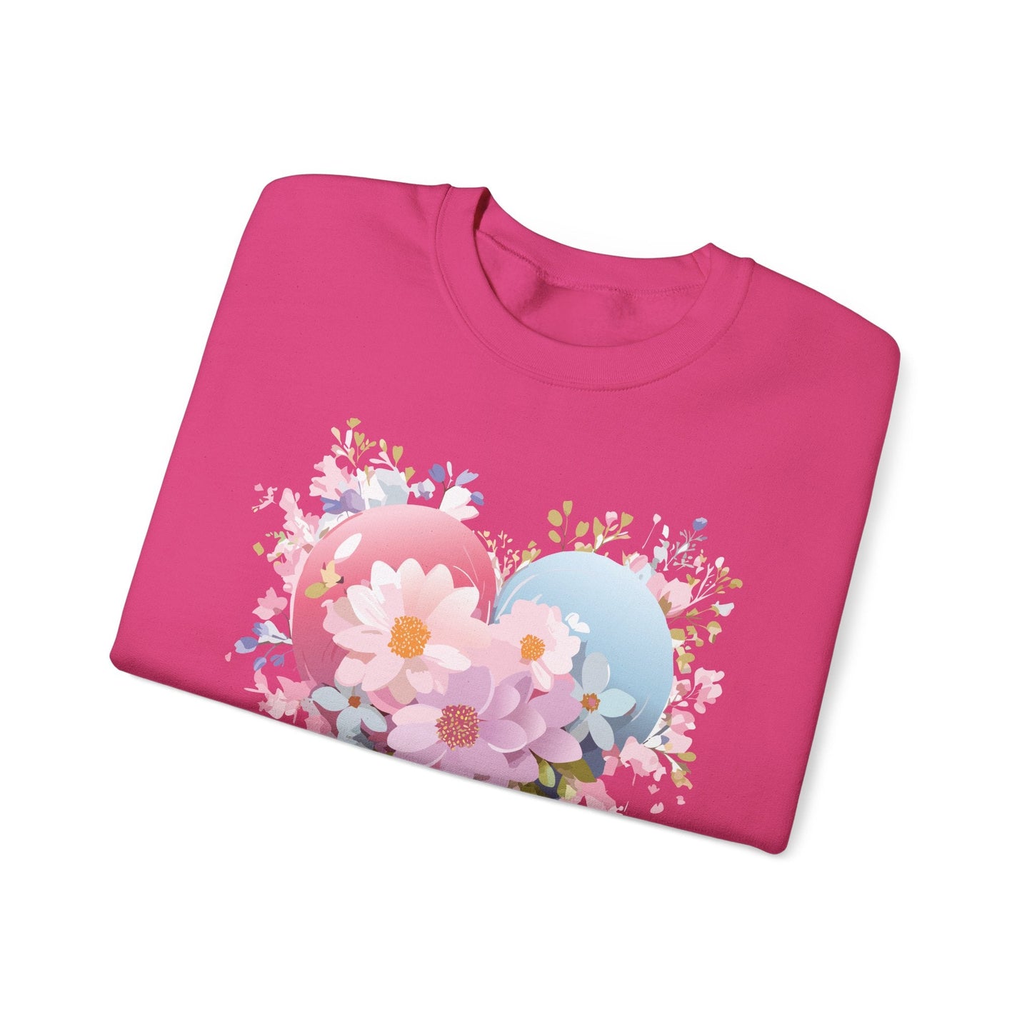 Floral Heart Unisex Crewneck Sweatshirt Gildan 18000 Heavy Blend 50 Cotton 50 Polyester