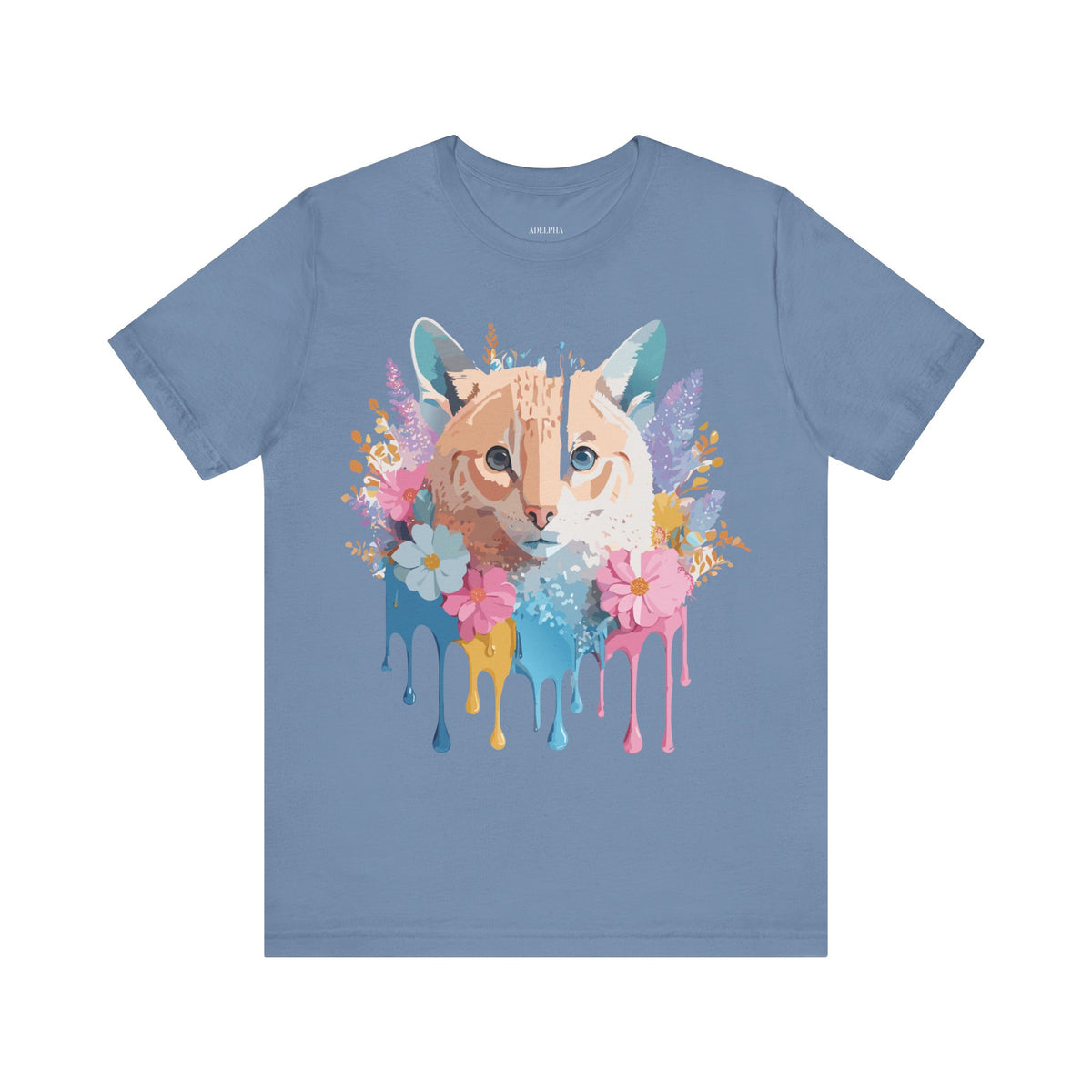 Cat Graphic Unisex Cotton Bella+Canvas Tee with Art Animal Design e104