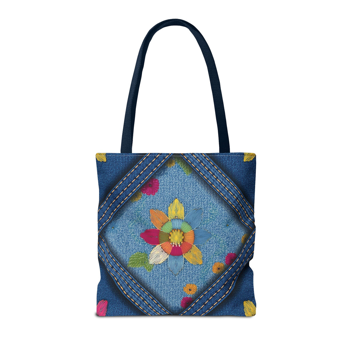 Denim Fabric Imitation Print Unisex Canvas Bag Poly Spun 3 Sizes Tote Bag 177