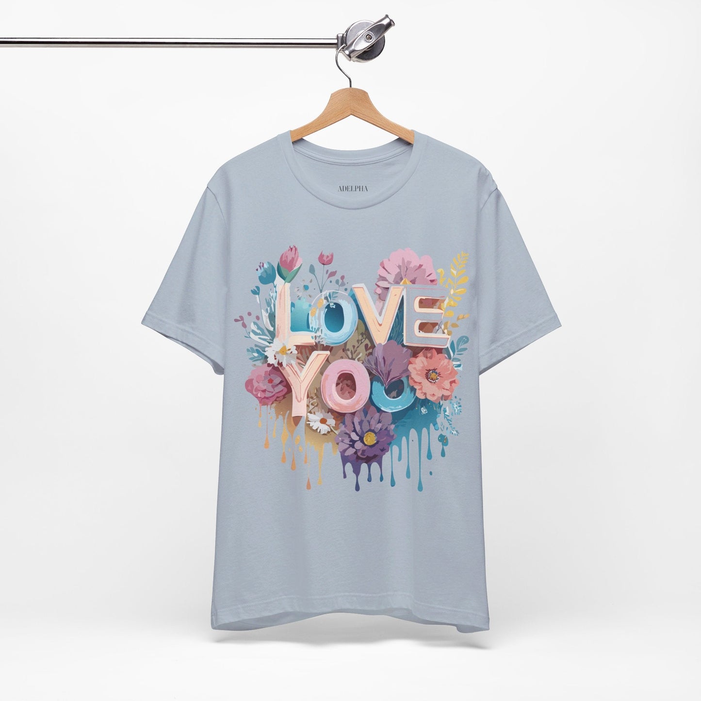 Valentine Day Graphic Unisex 100 Cotton Vintage Artwork with Love and Flower Design Tee 37