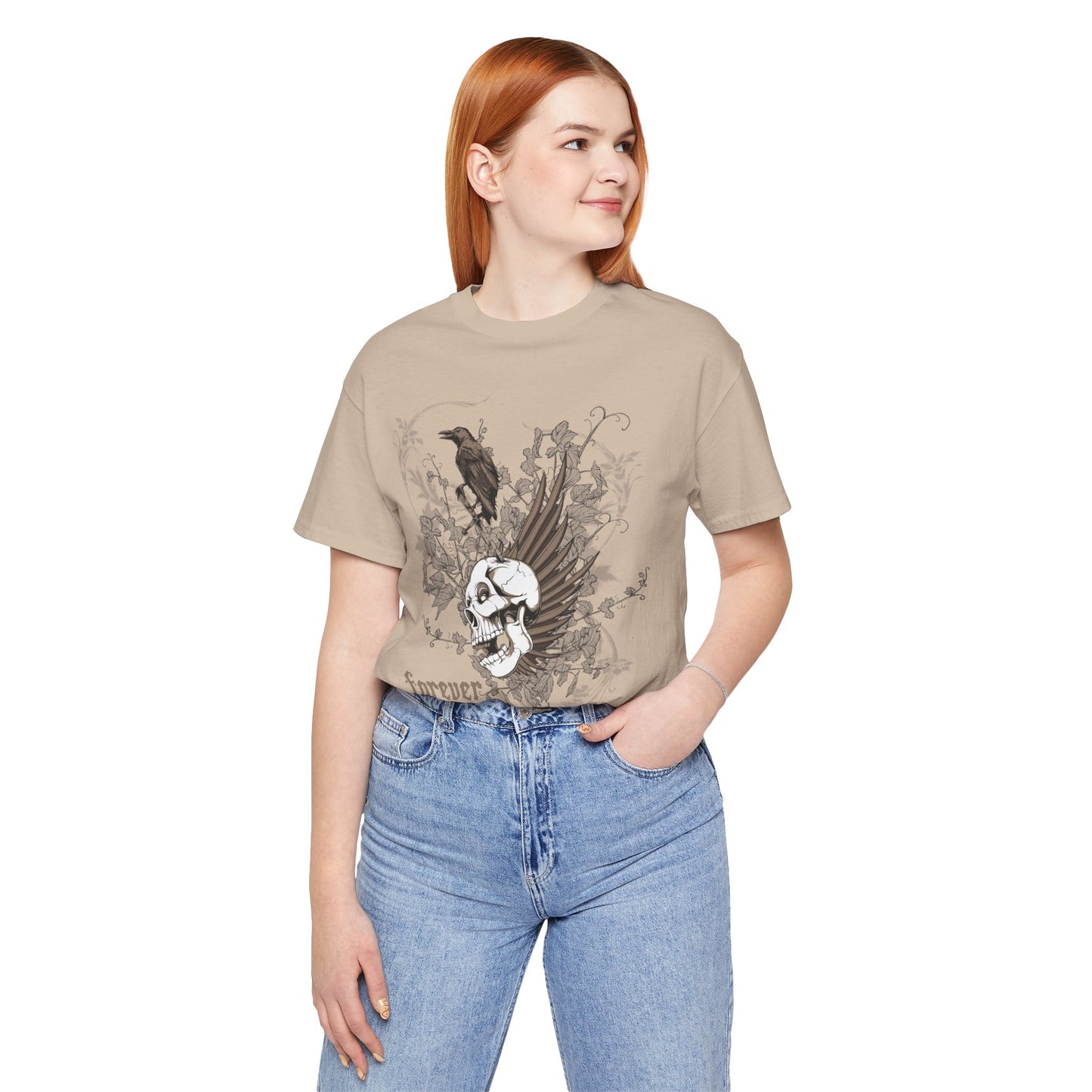 Forever Resting Head Tee, Edgy Graphic Shirt, Music T-Shirt, Gothic Tees, Skull Shirt, Art Design Tee, Skull Graphic Top