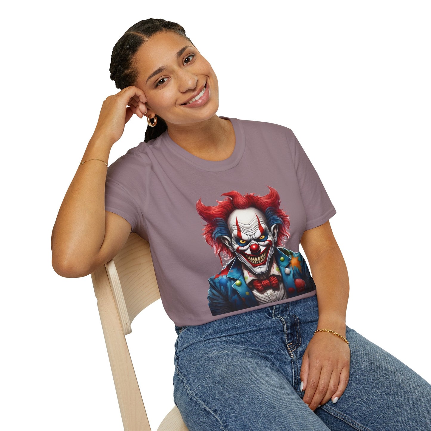 Unisex Clown Shirt With Funny Man Circus Print Tee Gildan Softstyle 64000 Classic Comfort Wear