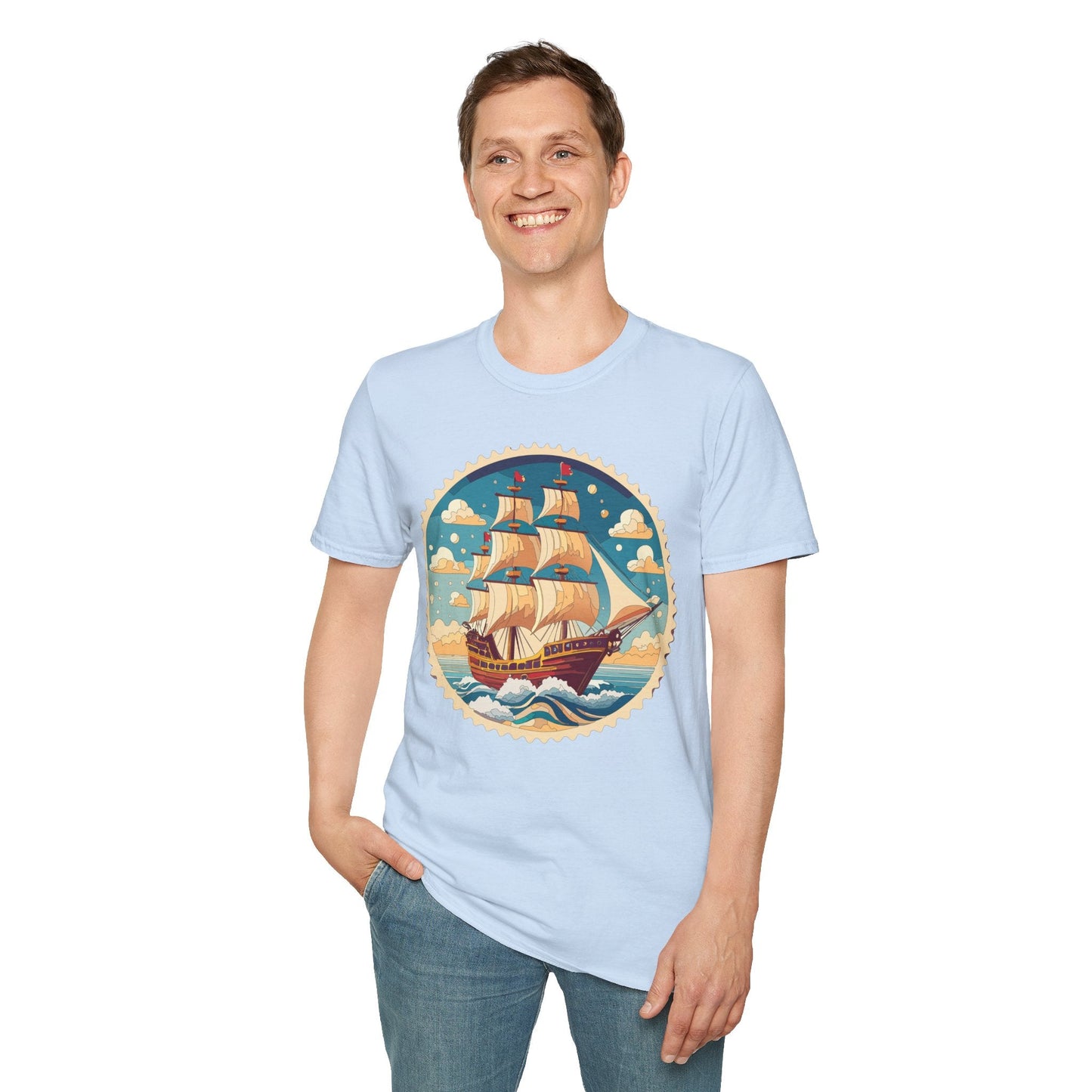 Frigate Ship T Shirt Unisex Short Sleeve 100 Percent Ring Spun Cotton Soft Tee Gildan 64000