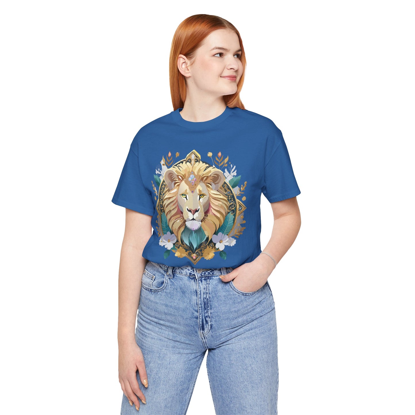 Unisex Lion Graphic Tee, Animal Shirt, Tee Shirt with Lion, Medallion T-Shirt, Animal Medallion Tees 2