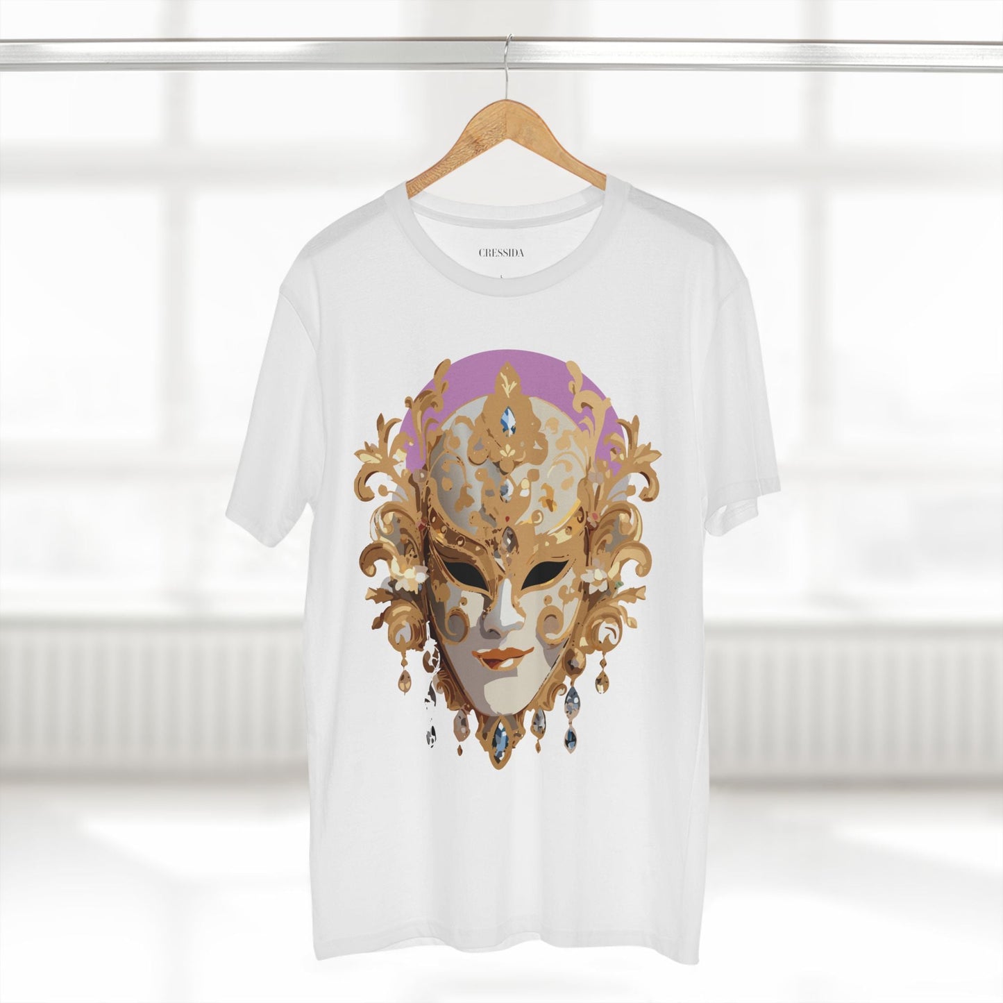 Carnival Mask Graphic T-Shirt Unisex 100 Cotton With Antique Gold Art Design Tee 10
