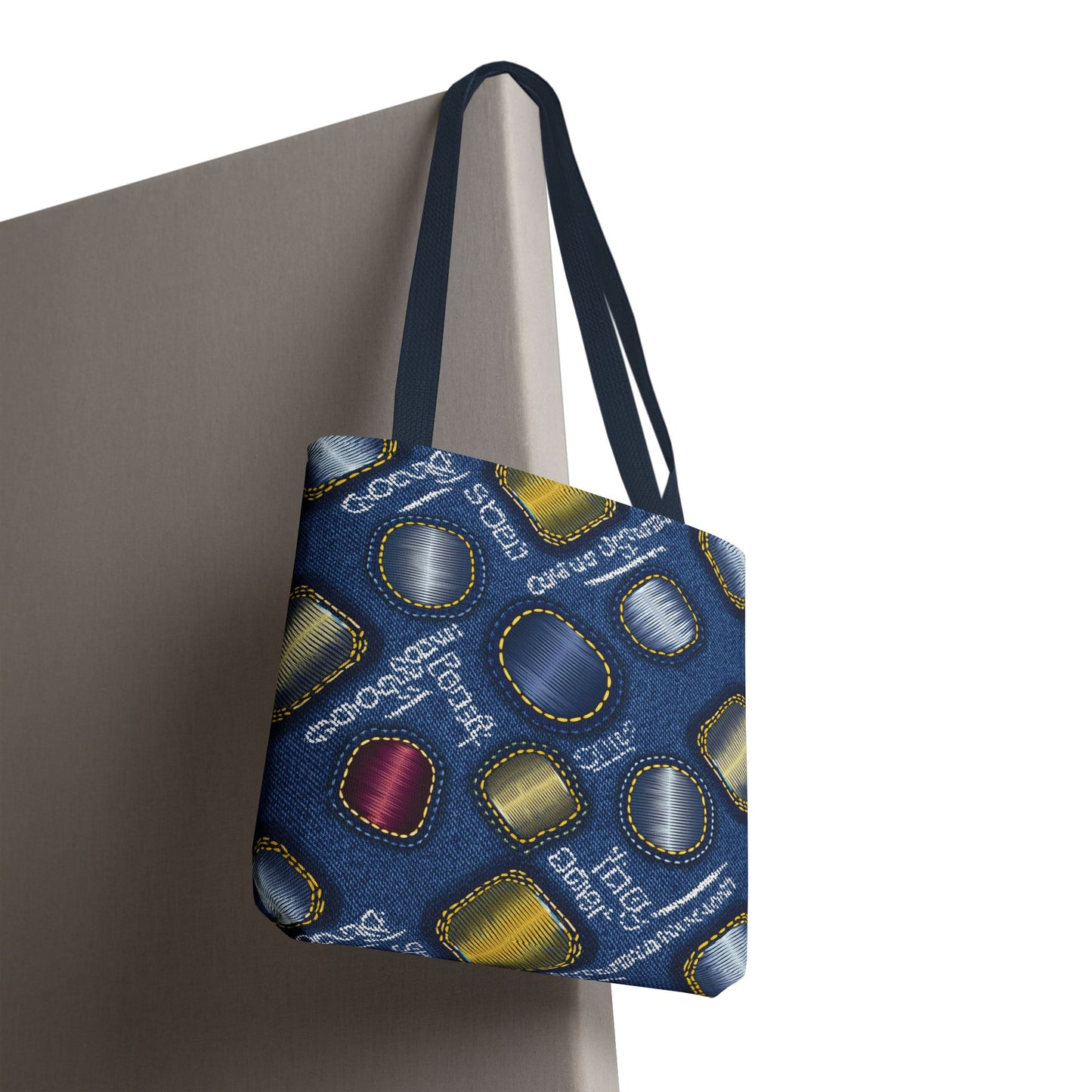Denim Fabric Imitation Print Unisex Canvas Bag Poly Spun 3 Sizes Tote Bag 138