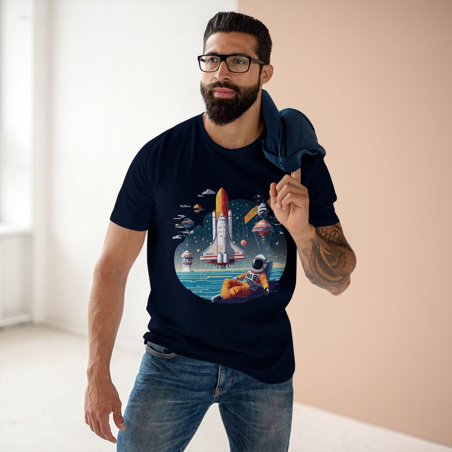 Cosmos Astronaut Shirt CS35 Unisex Premium Cotton Tee With Original Art Design Retro2Nova