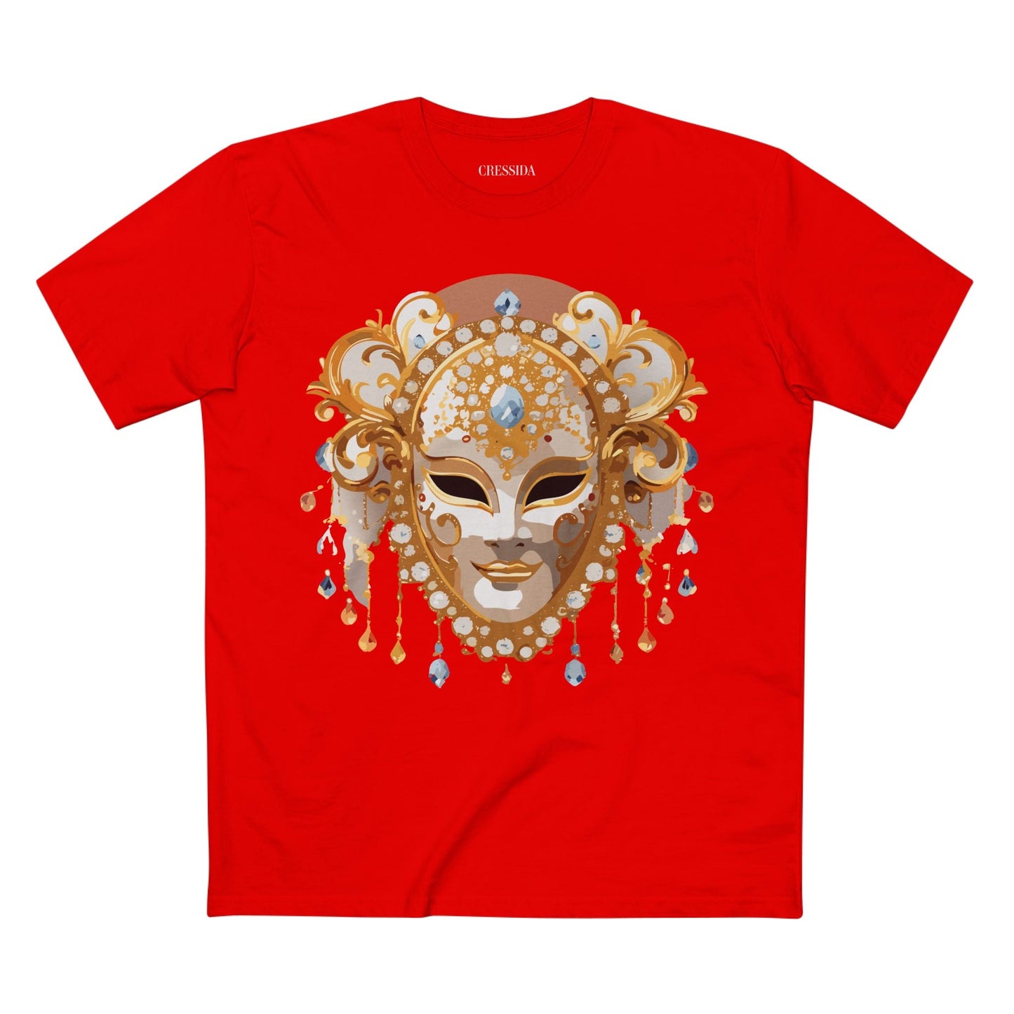 Carnival Mask Graphic T-Shirt Unisex 100 Cotton With Antique Gold Art Design Tee 15