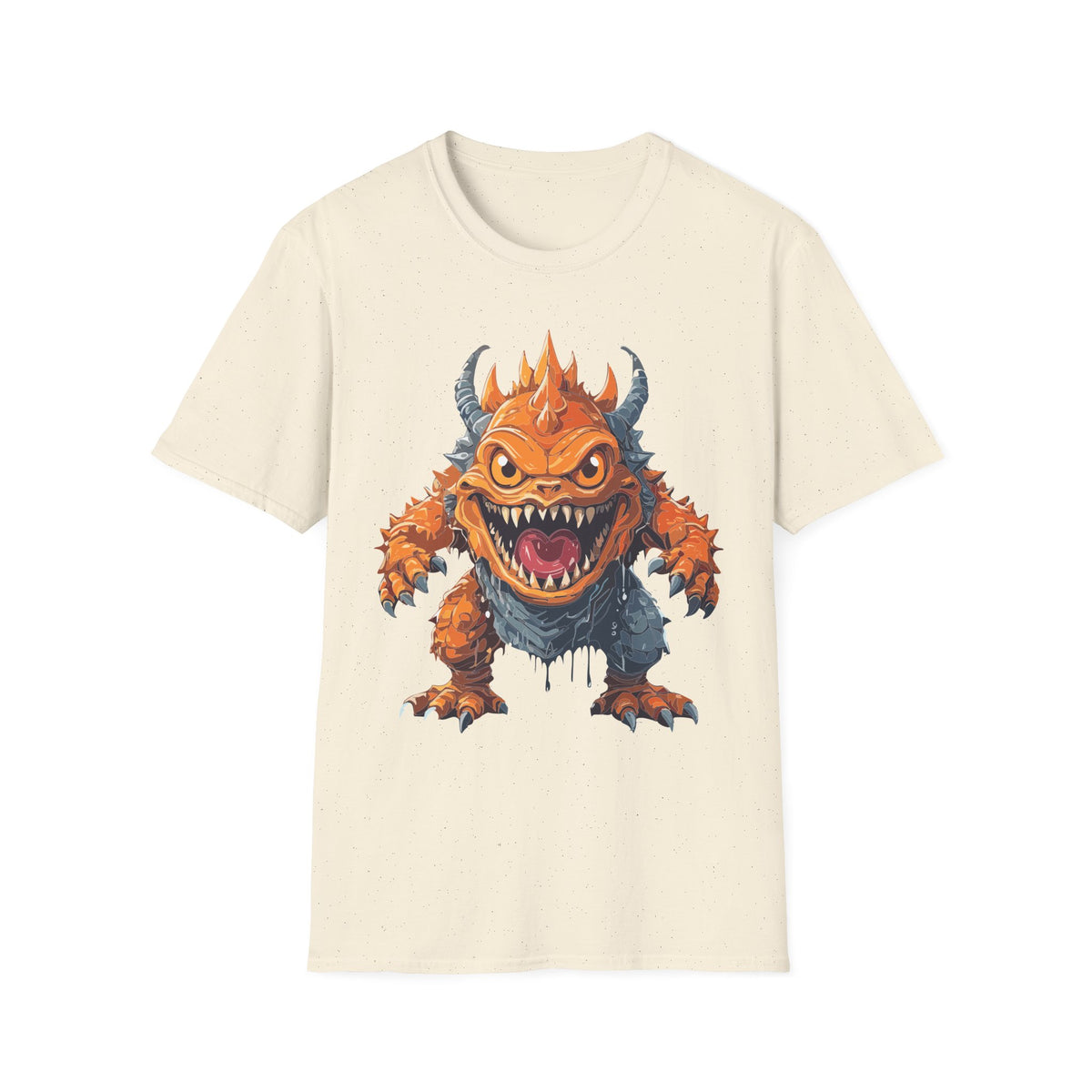 Monster Graphic T-Shirt — Fierce Orange Demon Creature Design Cartoon Graphic Tee Unisex 100 Cotton Gildan T-Shirt
