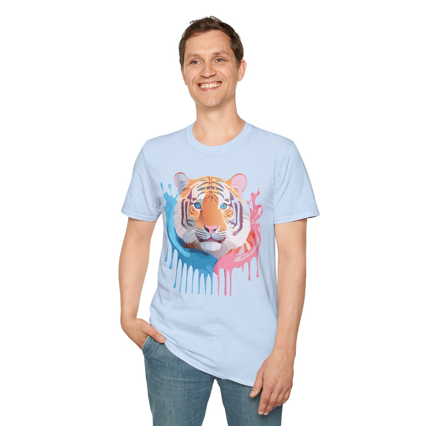 Tiger Shirt Unisex Animal Print Tee Gildan Softstyle 64000 Cotton