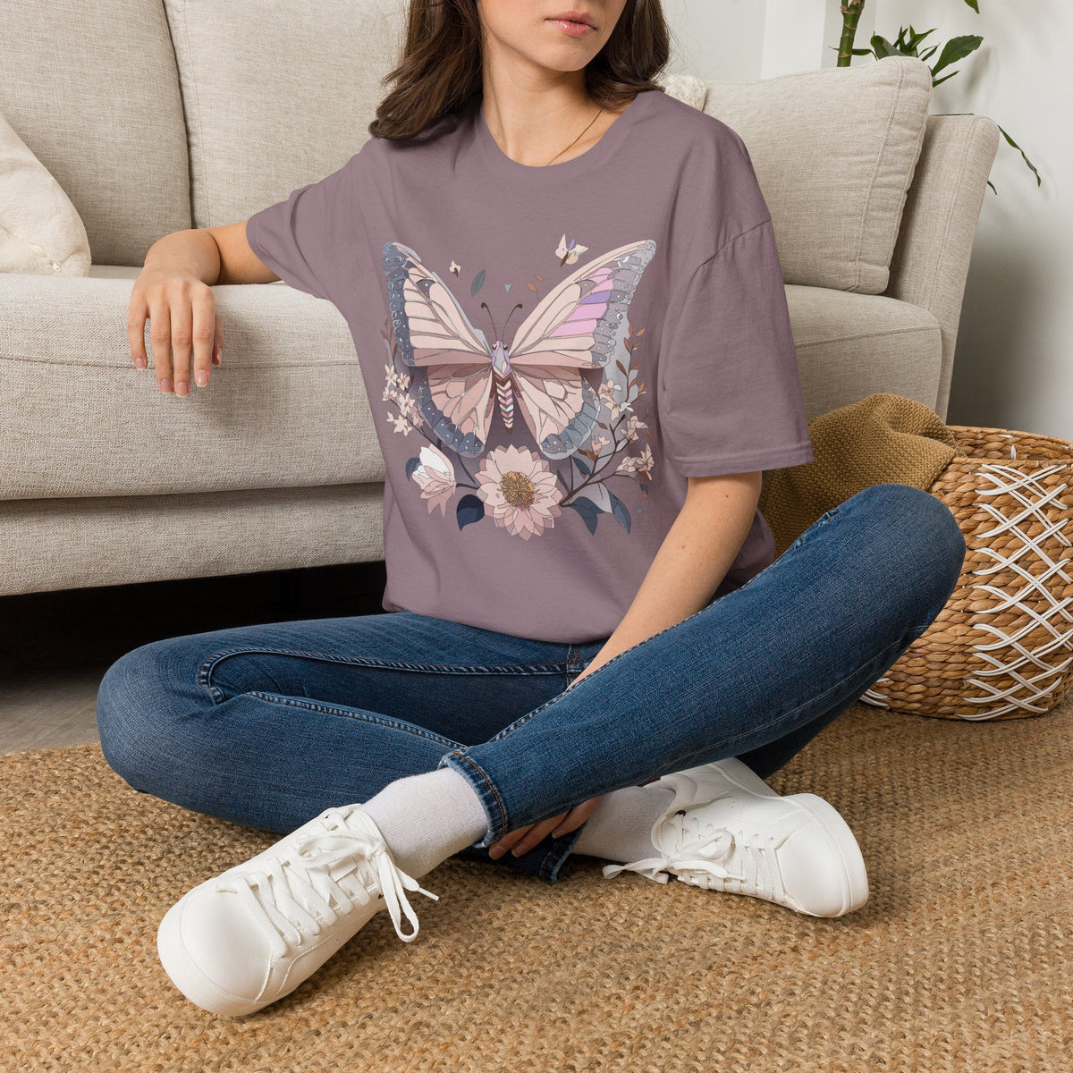 Pastel Butterfly Floral Wings Graphic Design Unisex 100 Cotton Gildan T-Shirt
