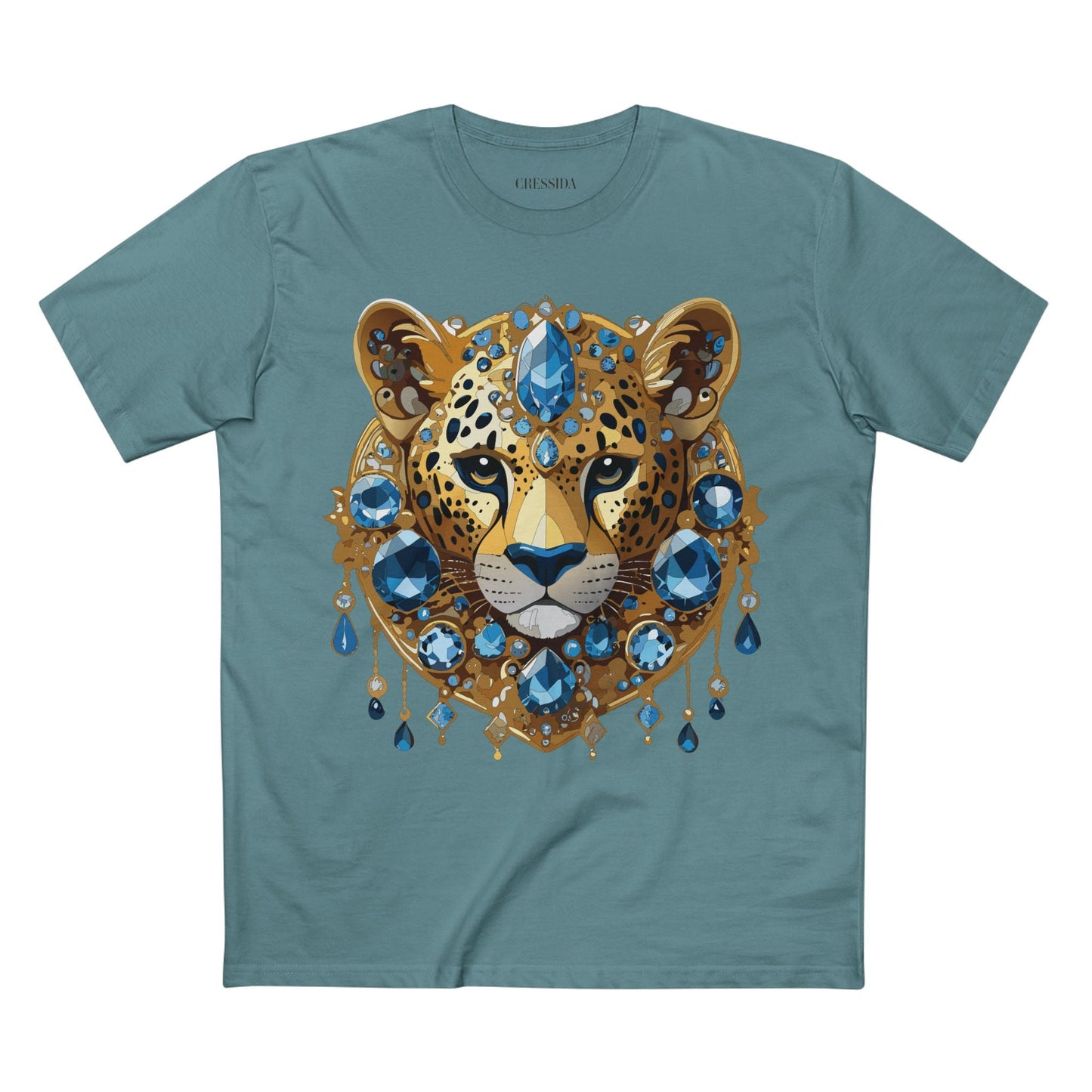 Cheetah Graphic Unisex 100 Cotton Tee With Unique Animal Golden Medallion Art Design 49