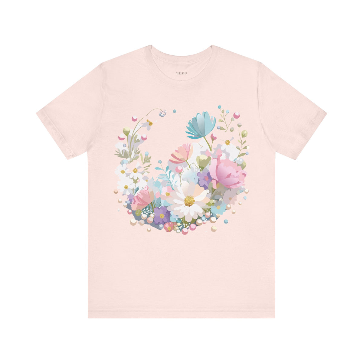 Floral Graphic Unisex Cotton Bella+Canvas Tee with Flowers Art Design n122