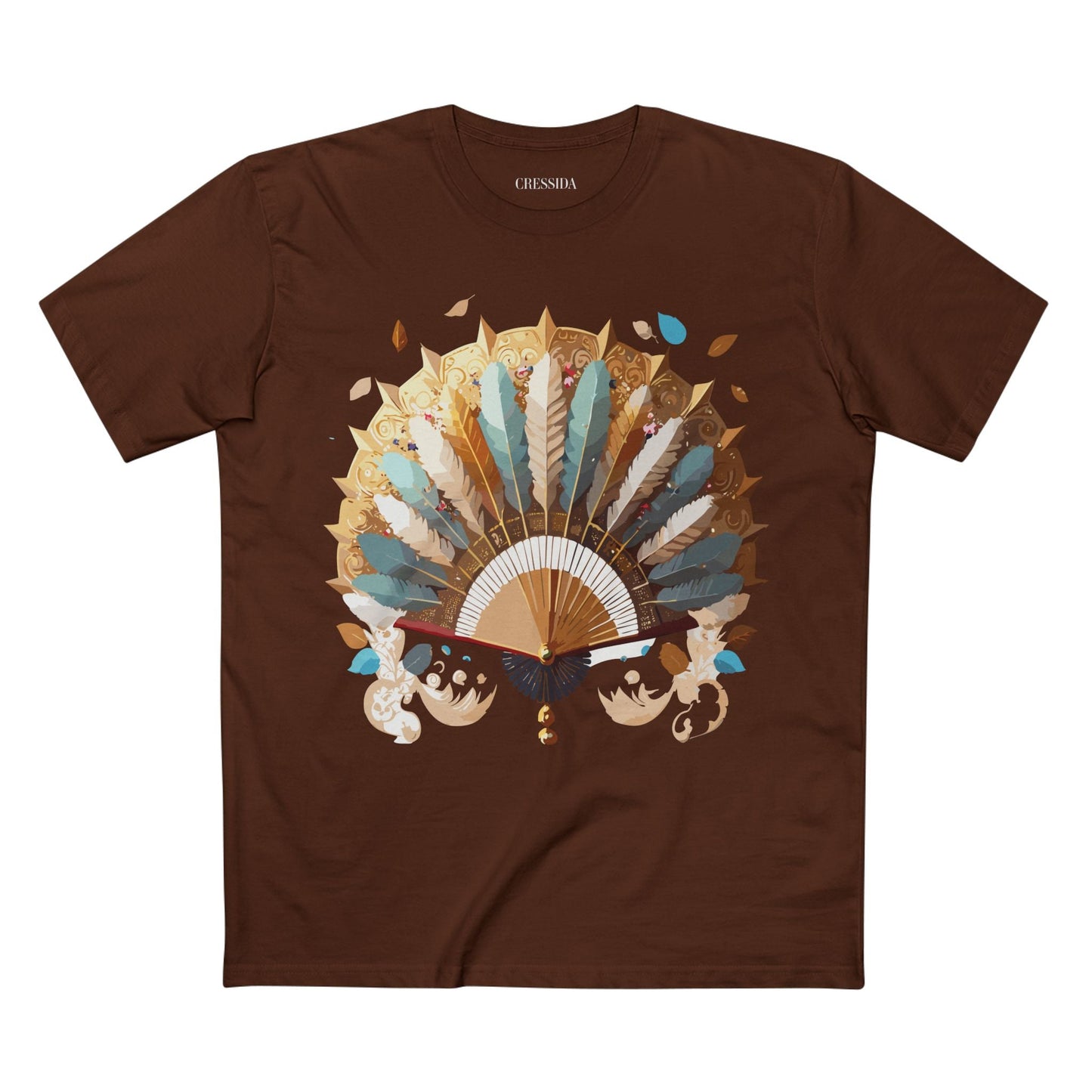 Antique Fan Graphic Design T-Shirt Unisex 100 Cotton Floral Carnival Artwork Tee 7