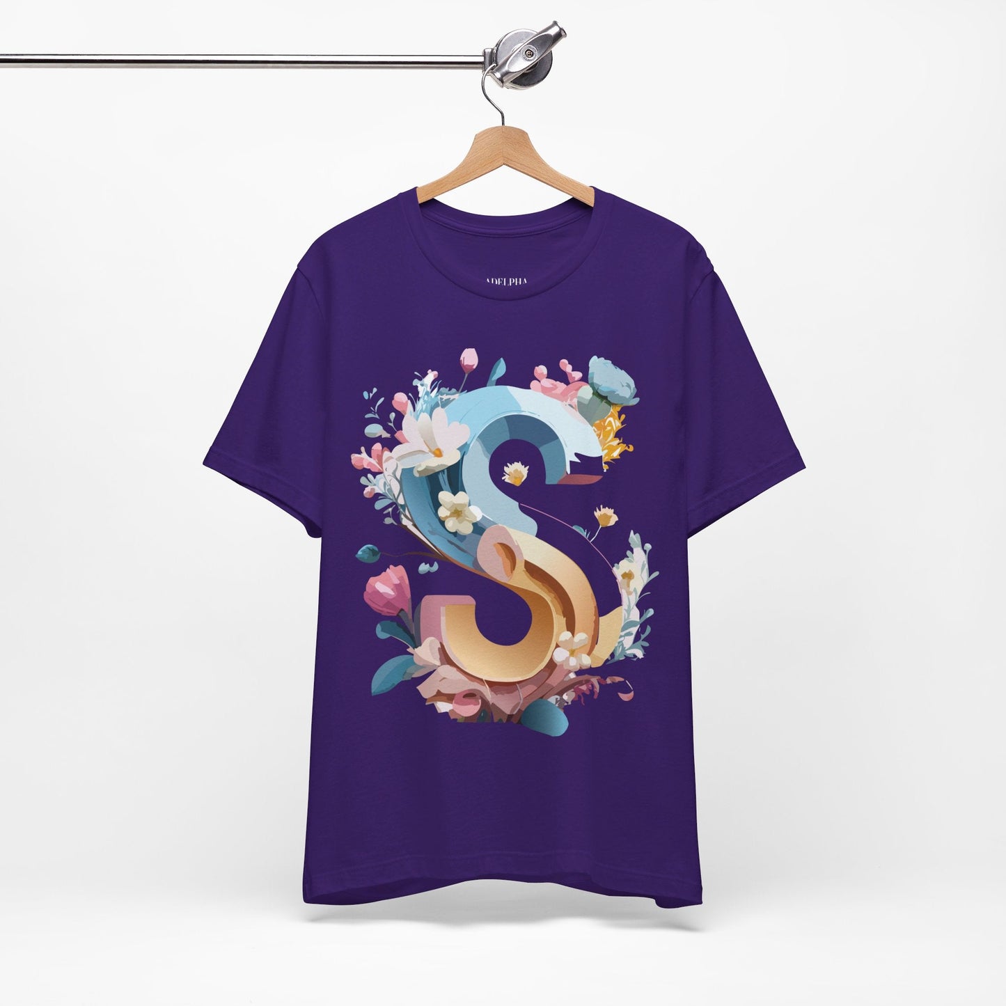 Letter S Shirt Graphic Tee Unisex Jersey Short Sleeve Premium Vintage Inspired Artwork Adelpha