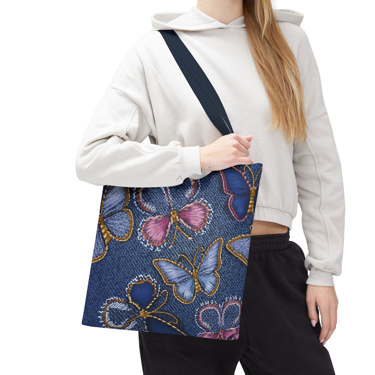 Denim Fabric Imitation Print Unisex Canvas Bag Poly Spun 3 Sizes Tote Bag 179