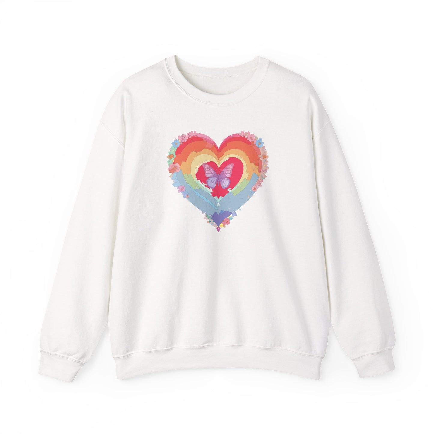 Rainbow Heart Sweatshirt, Floral Heart Sweatshirt, Floral Love Sweatshirt, Valentine's Day Sweatshirt, Rainbow Heart Floral Sweatshirt 116