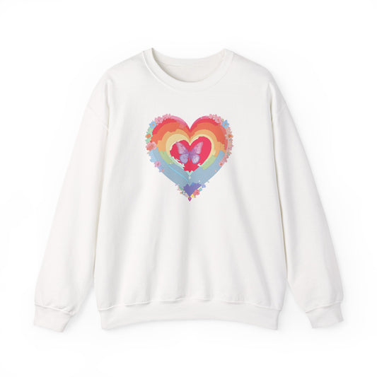 Rainbow Heart Sweatshirt, Floral Heart Sweatshirt, Floral Love Sweatshirt, Valentine's Day Sweatshirt, Rainbow Heart Floral Sweatshirt 116