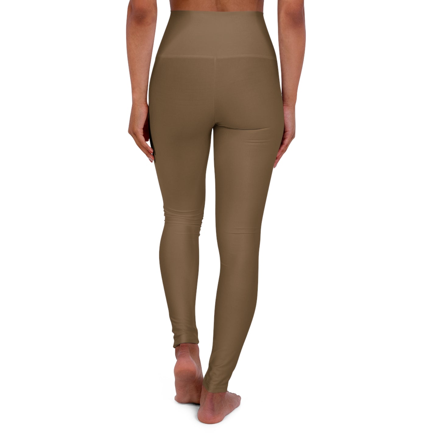 High-Waisted Olive Wood Yoga Leggings Comfortable Everyday Women's Seamless Poly-Span Tan Workout Pants