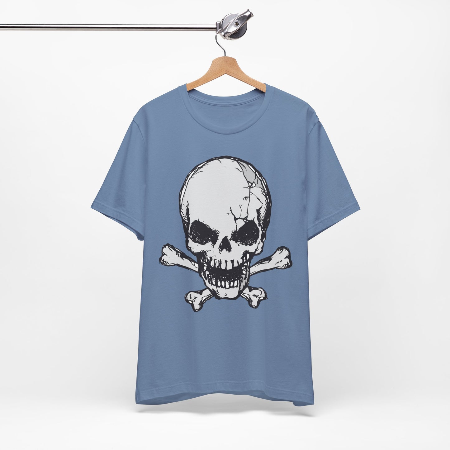 Grey Skull Graphic Design Tee, Skull Shirt, Vintage Tees, Art Design T-Shirt, Vintage Graphic Tee, Art Shirts with Skulls