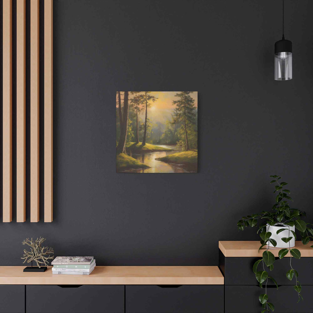 Forest Print Canvas, Trees Oil Paint Print 20x20, 24x24, 30x30, 32x32, 36x36 Art Design Print Pine-Wood Inner Frame MC-68