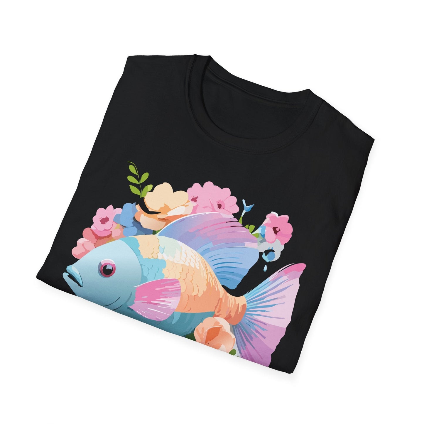 Fish Art Design Graphic Tee Unisex Short Sleeve T Shirt With Fish Artwork Premium Cotton