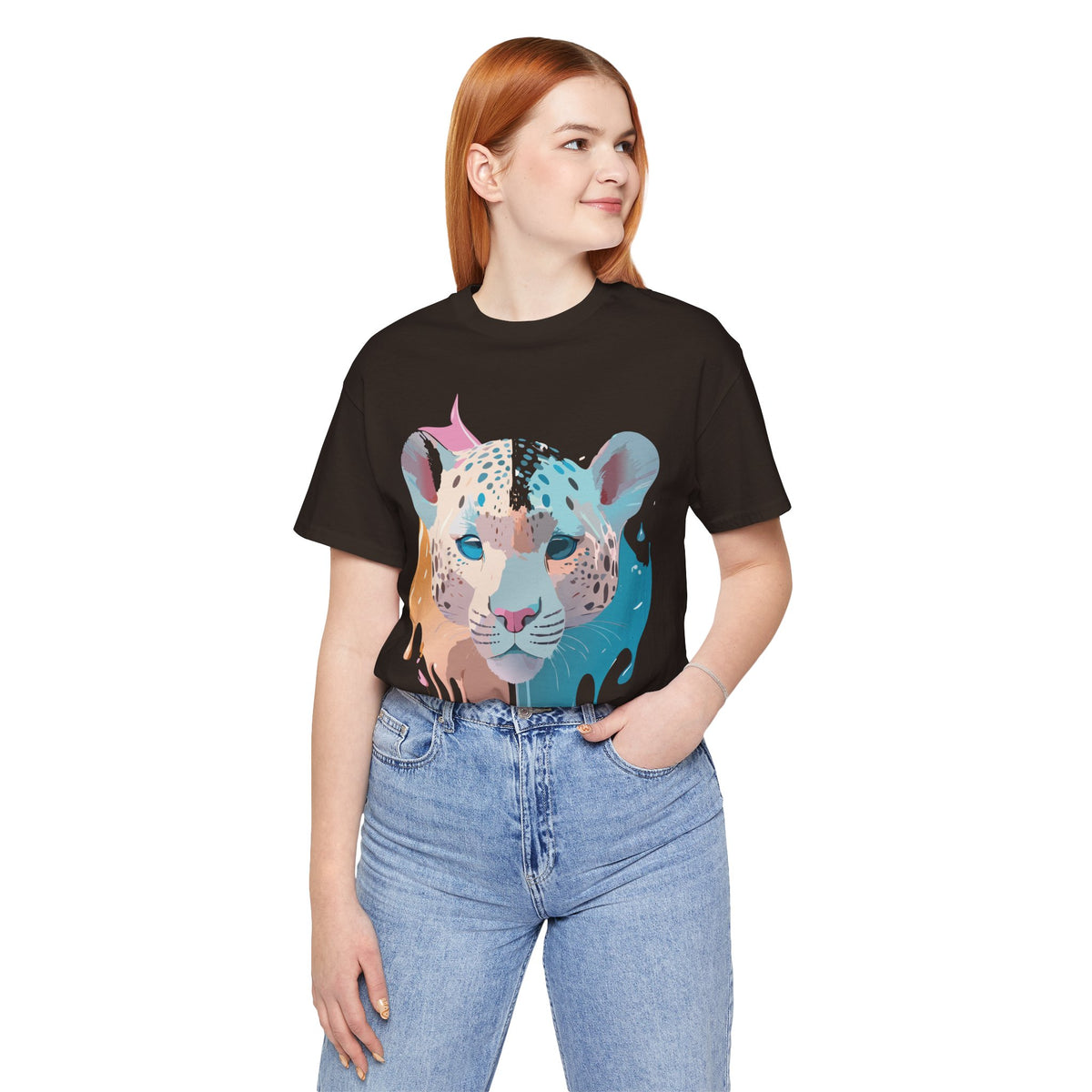 Cheetah Graphic Unisex Cotton Bella+Canvas Tee with Art Animal Design e8