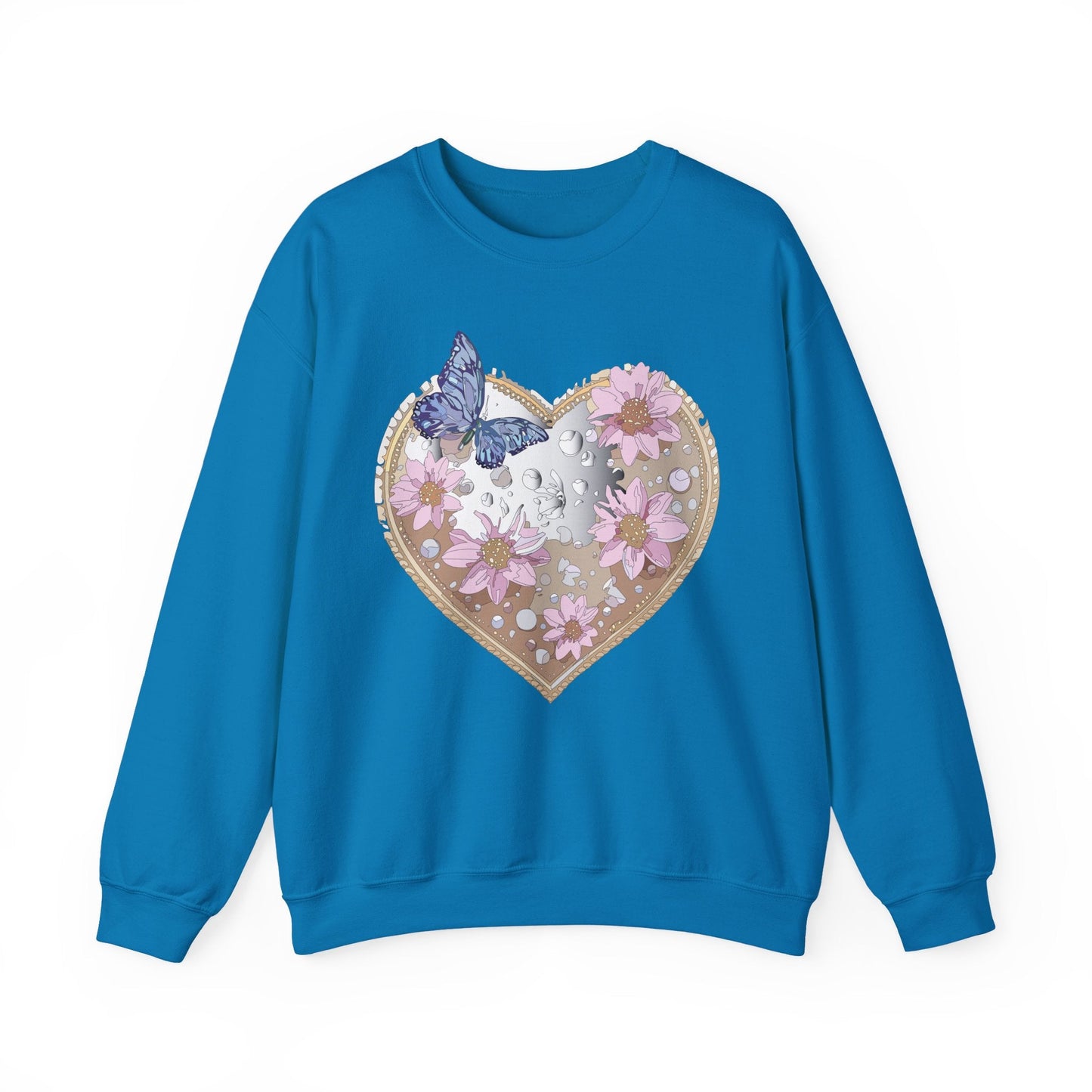 Floral Heart Love Sweatshirt For Valentines Day Unisex Heavy Blend Crewneck Sweatshirt