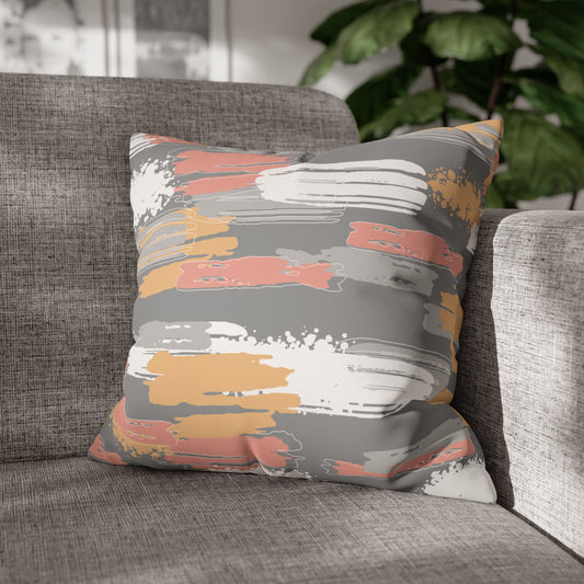 Faux Suede Pillowcase with Abstract print