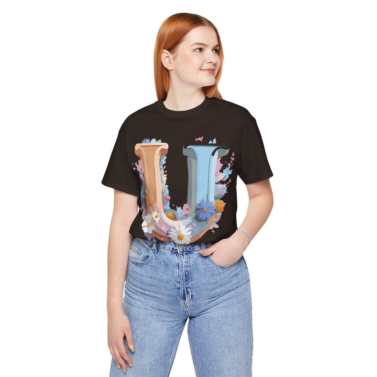 Letter U Graphic Unisex Cotton Bella+Canvas Tee with Art Letter Design