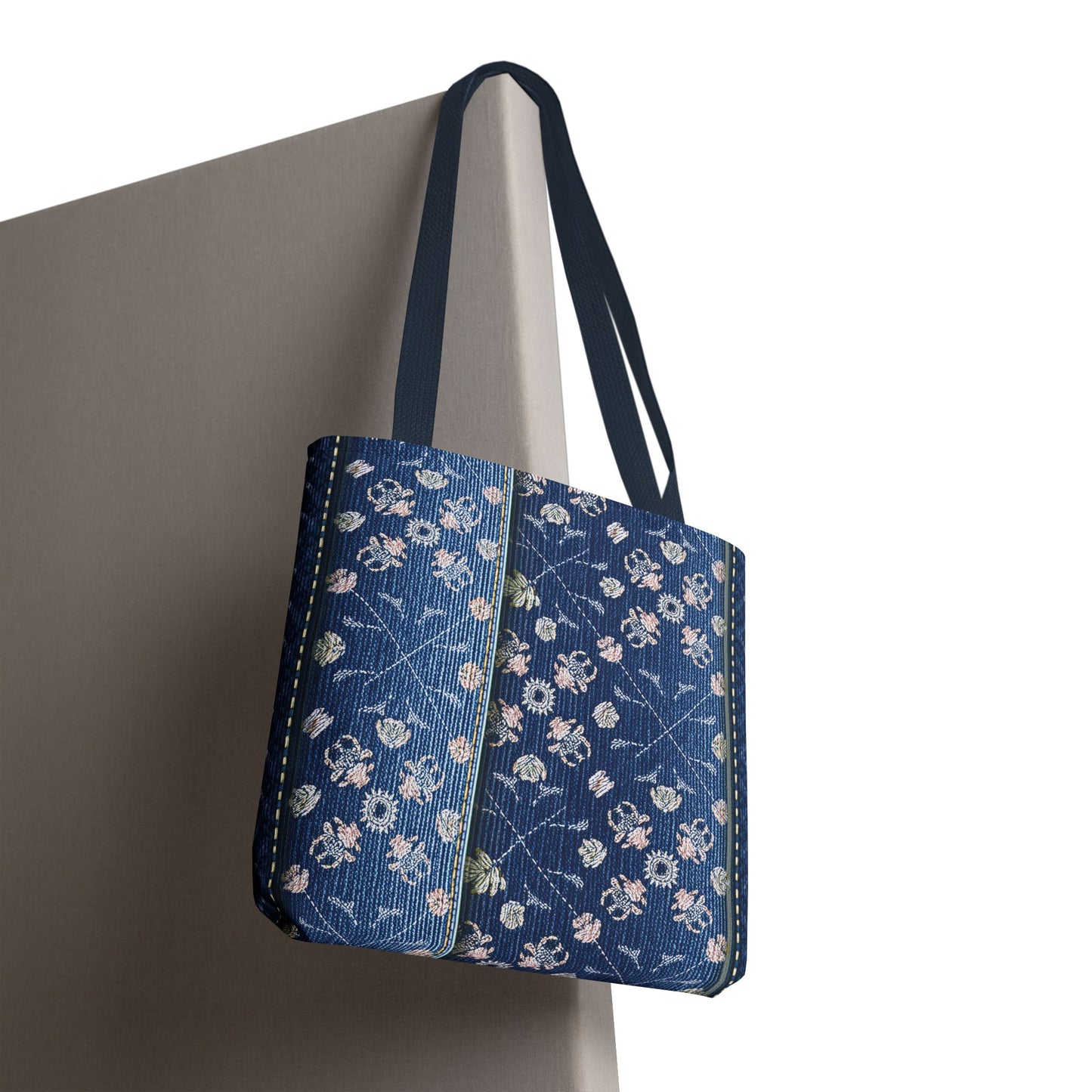 Denim Fabric Imitation Print Unisex Canvas Bag Poly Spun 3 Sizes Tote Bag 120