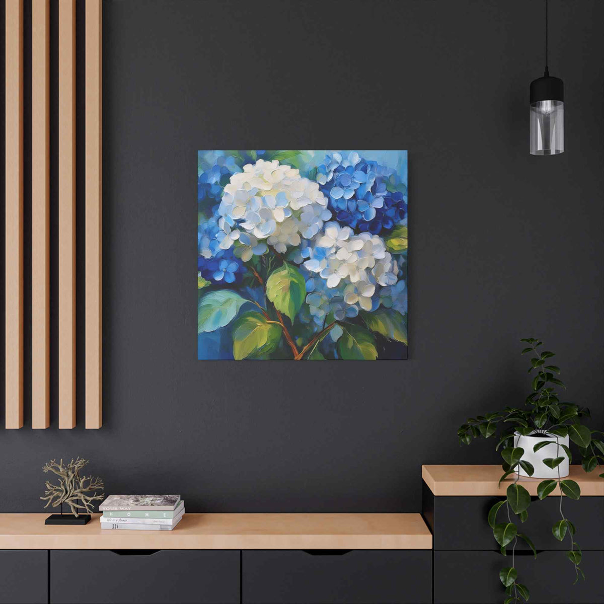 Hydrangeas Print Canvas, Flowers Oil Paint Print 20x20, 24x24, 30x30, 32x32, 36x36, Floral Art Design Print Non-Frame MC-31