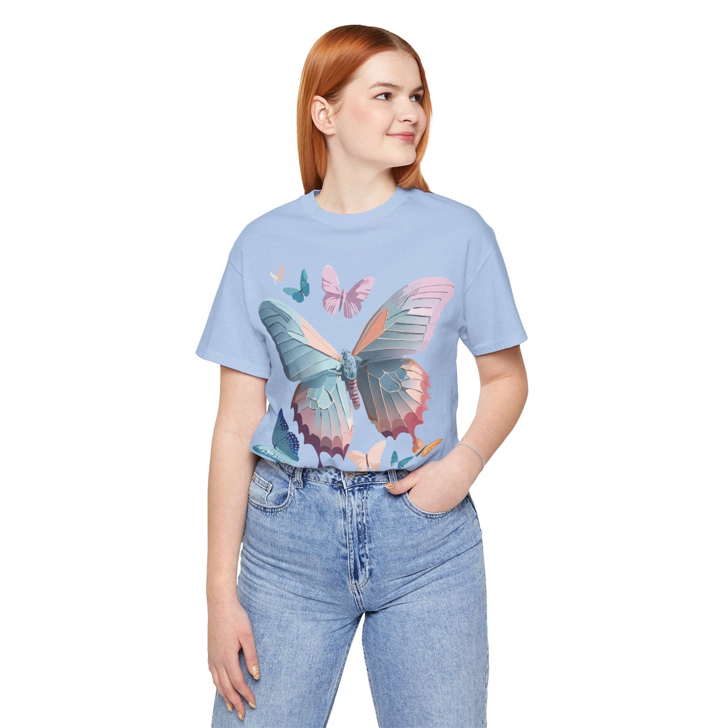 Butterfly Graphic Short Sleeve Tee Unisex Vintage Art Shirt By Adelpha