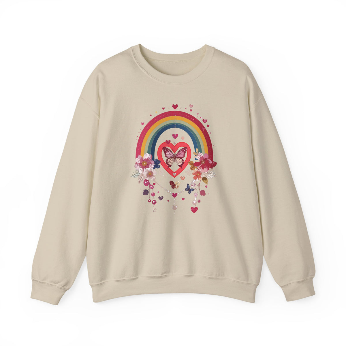 Rainbow Heart Sweatshirt, Floral Heart Sweatshirt, Floral Love Sweatshirt, Valentine's Day Sweatshirt, Rainbow Heart Floral Sweatshirt 113